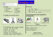 English worksheet: test for primary one