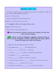 English Worksheet: MAKE AND DO