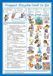 English Worksheet: Present simple: Verb to Be(+ Key)