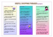English Worksheet: USEFUL SHOPPING PHRASES bookmarks