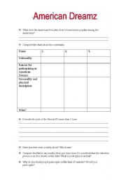 English worksheet: American Dreamz - Movie