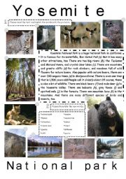 English Worksheet: Reading Comprehension about 2 National Parks with focus on There is..., There are... Part 1/3.
