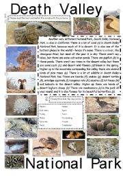 English Worksheet: Reading Comprehension about 2 National Parks with focus on There is..., There are... Part 2/3.