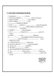 English worksheet: correct the verb