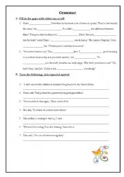 English worksheet: reported speech