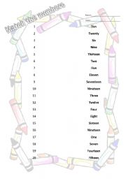 English worksheet: numbers