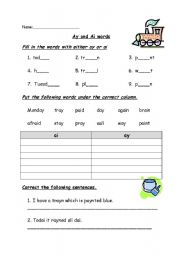 English Worksheet: phonics ai, aw