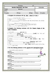 English Worksheet: Grammar revision