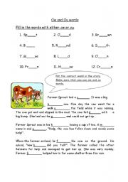 English Worksheet: ow and ou worksheet