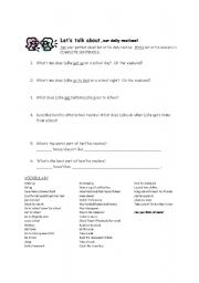 English worksheet: Daily routines - Speaking Exercise