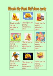 English Worksheet: Winnie the Pooh Well done cards