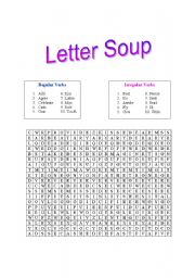 English worksheet: Letter Soup - Past Verbs