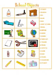 School Objects - Matching Exercise