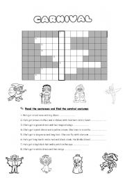 English Worksheet: Carnival Crossword
