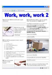 Work related vocabulary - money and accidents (+ key)