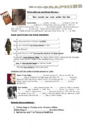 English Worksheet: biographies