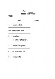 English worksheet: worksheet for year 1 students