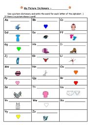 English Worksheet: Fill in the Blanks Picture Dictionary (Clothes and Colours)