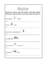English Worksheet: Weather sentences