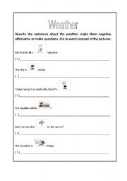 English worksheet: Weather sentences