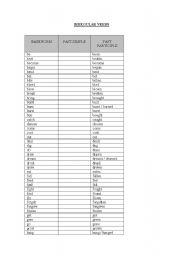 English worksheet: irregular verb list