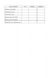 English Worksheet: clothes survey