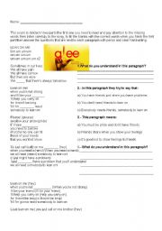 English Worksheet: Glee listening