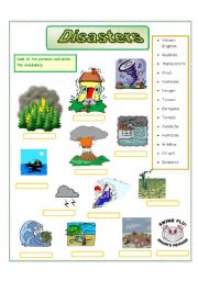 English Worksheet: Disasters