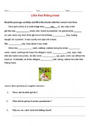 English Worksheet: Little Red Riding Hood-Verb Tenses