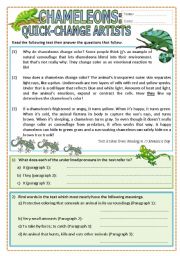 English Worksheet: Chameleons: Quick-Change Artists 