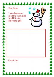 English Worksheet: Dear SantaLetter Template
