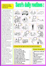 English Worksheet: saras daily routines