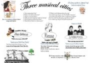 English worksheet: Three musical cities