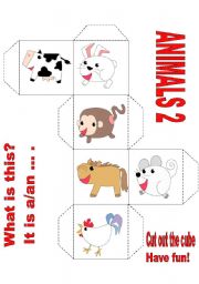 English Worksheet: LOVELY ANIMALS CUBE 2