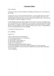 English worksheet: formal letter