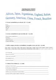 English worksheet: Nationalities