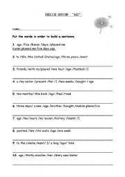 English worksheet: Past simple AGO