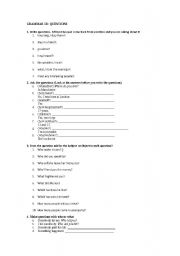 English Worksheet: Questions