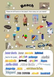 English Worksheet: Beach Vocabulary for Elementary to Intermediate