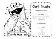 English Worksheet: Cookie Master Certificate (Editable) 1