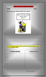 English Worksheet: Why live in danger zones???