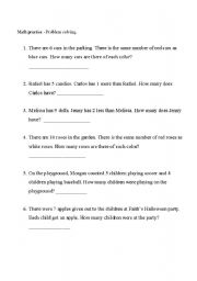 English Worksheet: Math problem solving 