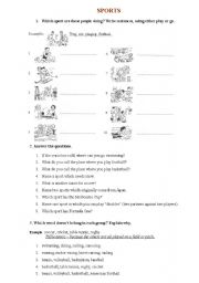 English worksheet: Sports