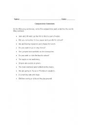 English worksheet: Conjunctions