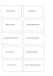 English worksheet: Question cards
