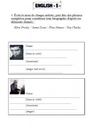 English worksheet: biographies