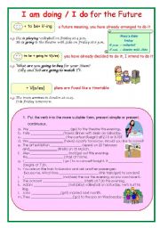 English Worksheet: I am doing / I do for the Future