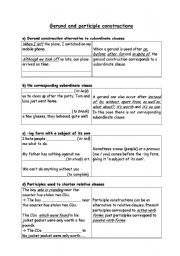 English Worksheet: Gerund and participle constructions