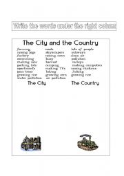 English Worksheet: city or country