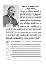 English Worksheet: Martin Luther King and Rosa Parks